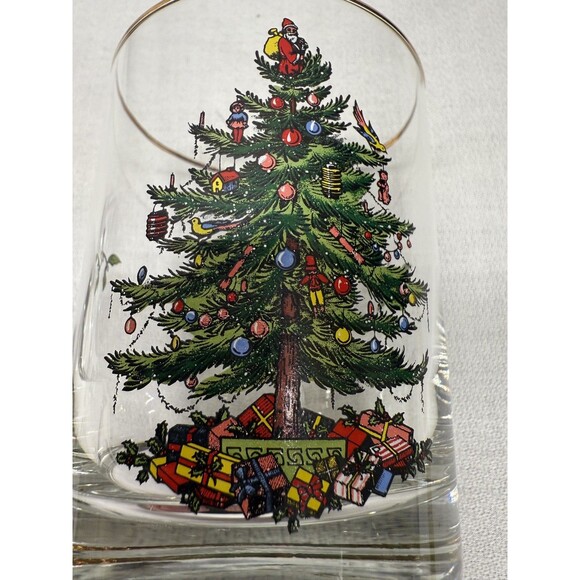 Set of 6 Spode Christmas Tree clear Old Fashion rocks glasses 4.25” cocktail VTG - Picture 6 of 12